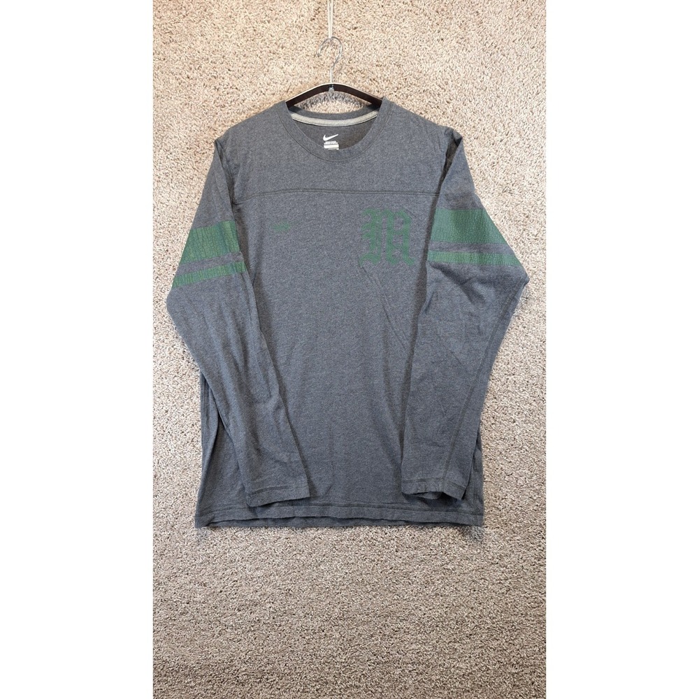 Nike T-Shirt Mens XL Gray Dri-Fit Activewear M logo Long Sleeve Casual